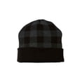 thumbnail image 1 of Plaid Knit with Cuff Beanie, Dark Grey, One Size, 1 Piece, 1 of 1