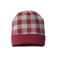 thumbnail image 1 of Plaid Knit with Cuff Beanie, Maroon / Heather, One Size, 1 Piece, 1 of 1