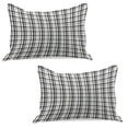 thumbnail image 1 of Plaid Knitted Quilt Pillowcover Set of 2, Black and White Tartan Pattern Graphic Grid Art Design with Traditional Influences, Standard Queen Pillow Sham Bedroom, 30" x 20", Black White, by Ambesonne, 1 of 1
