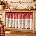 thumbnail image 1 of Plaid Lace Cafe Curtain, Short Window Valance with Bow Detail and Soft, Decorative Tier Valance for Kitchen Sink, for Kitchen Sink, Utility Room and Bathroom, Red, 9.84 x 8.66 x 1.18 in, 1 Piece, 1 of 10