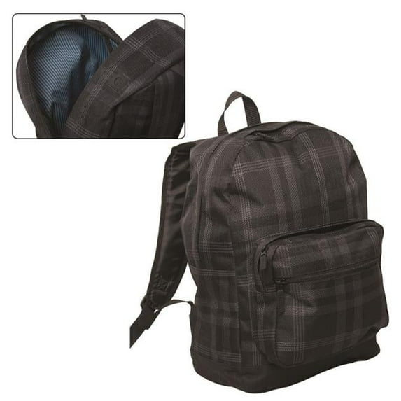 Plaid Laptop Backpack - Black with Plaid pattern