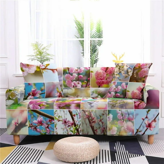 Plaid Leaf Printing Sofa Cover for Living Room L Shaped Stretch Couch Cover Sofa Slipcovers 1/2/3/4 Seaters Housses De Canapé