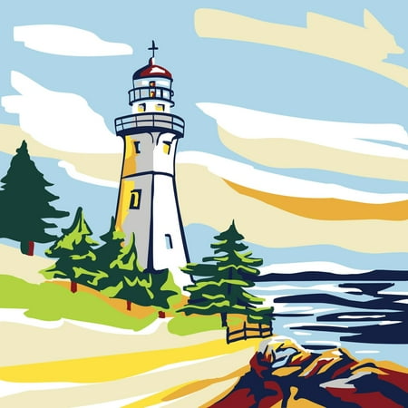 Plaid Lighthouse Modern Paint-by-Number Art Kit, 12 Piece