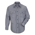 thumbnail image 1 of Plaid Long Sleeve Uniform Shirt, Navy & Khaki - Medium, 1 of 1