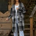 thumbnail image 1 of Plaid Long Trench Coat for Women Oversized Button Hooded Jacket Casual Fall Winter Cardigan with Pockets New Lightweight Jackets Womens Plus Size Gray M, 1 of 6