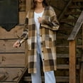 thumbnail image 1 of Plaid Long Trench Coat for Women Oversized Button Hooded Jacket Casual Fall Winter Cardigan with Pockets New Winter Oversized Outerwear Jackets Brown L, 1 of 8