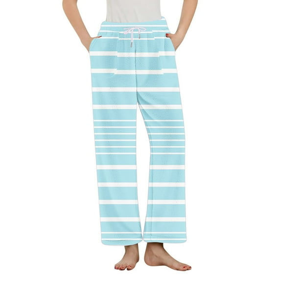 Plaid Lounge Pants for Women Casual Flannel Straight with Pockets Drawstring Pajama Pant Wide Leg Bottoms Slim Fit Loungerwear Comfy Sleepwear Fashion Sweatpants Outdoor Pj for Gym