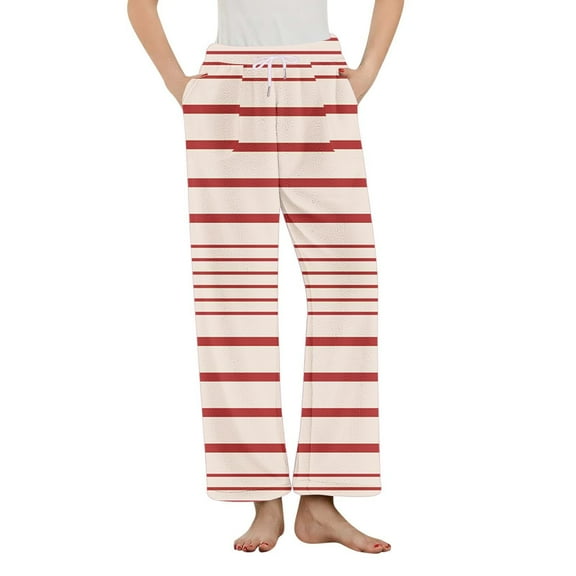 Plaid Lounge Pants for Women Casual Flannel Straight with Pockets Drawstring Pajama Pant Wide Leg Bottoms Slim Fit Loungerwear Comfy Sleepwear Fashion Sweatpants Outdoor Pj for Gym