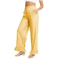 thumbnail image 1 of Plaid Lounge Pants Womens Ruffled Cute Pajamas with Pockets Elastic Waist Wide Leg Home Pjs Bottoms (2XL, Yellow), 1 of 7