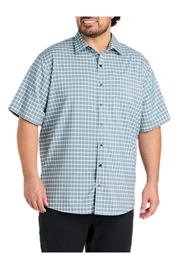 Plaid Microfiber Sport Shirt Blue 5XL