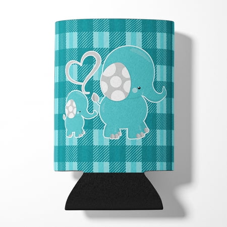 Plaid Momma and Baby Elephant Can or Bottle Hugger