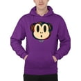 thumbnail image 1 of Plaid Monkey Surprise - Retro Animal Emoji Design Men's Hoodie, 1 of 4
