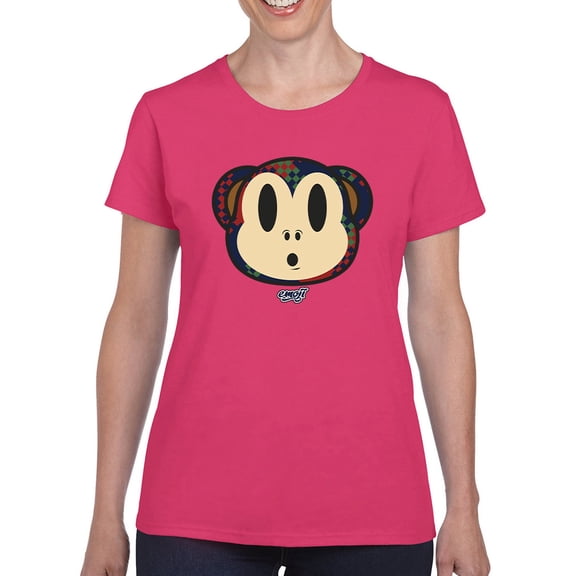 Plaid Monkey Surprise - Retro Animal Emoji Design Women's T-shirt