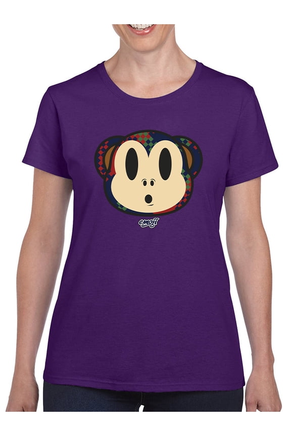 Plaid Monkey Surprise - Retro Animal Emoji Design Women's T-shirt