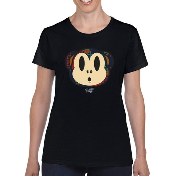 Plaid Monkey Surprise - Retro Animal Emoji Design Women's T-shirt