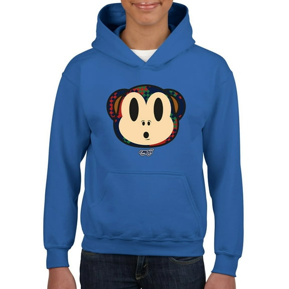 Plaid Monkey Surprise - Retro Animal Emoji Design Youth's Hoodie