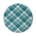 thumbnail image 1 of Plaid Mouse Pad for Computers, Tartan Pattern from Checkered Like Layout Classic Striped Squares, Round Non-Slip Thick Rubber Modern Gaming Mousepad, 8" Round, Petrol Blue and Pale Blue, by Ambesonne, 1 of 2