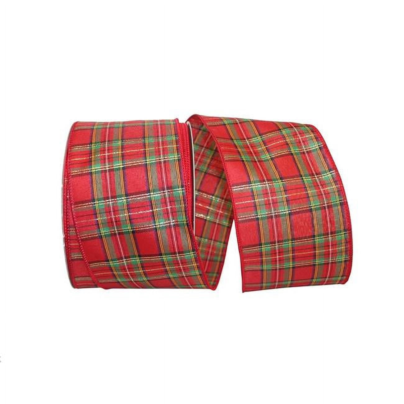 Plaid Multi ColorClassic Value Wired Edge Ribbon - Red - 4 in. x 50 ...