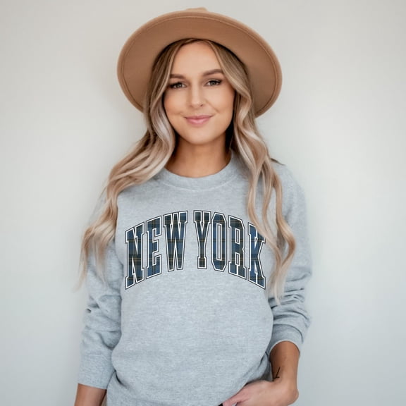 Plaid New York Sweatshirt, New York Shirt, NYC sweatshirt, Women's Trendy Sweatshirt, Fall Clothing, Fall Sweatshirts, her All Size S-5Xl