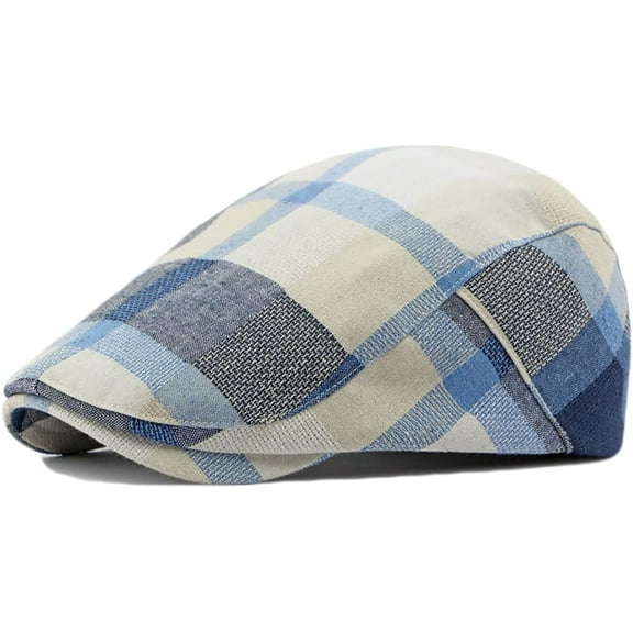 Plaid Newsboy Hats Flat Cap for Men Women Adjustable Lightweight Ivy Catsby Cabbie Driving Hat