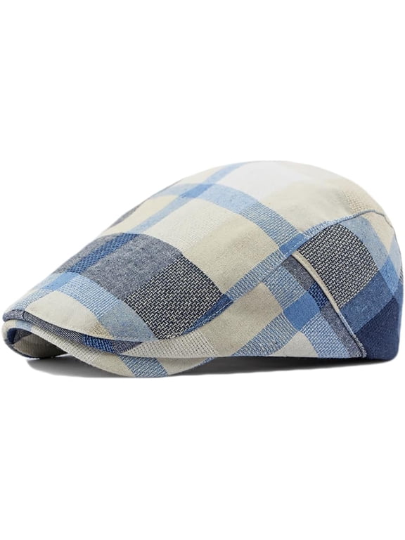 Plaid Newsboy Hats Flat Cap for Men Women Adjustable Lightweight Ivy Catsby Cabbie Driving Hat