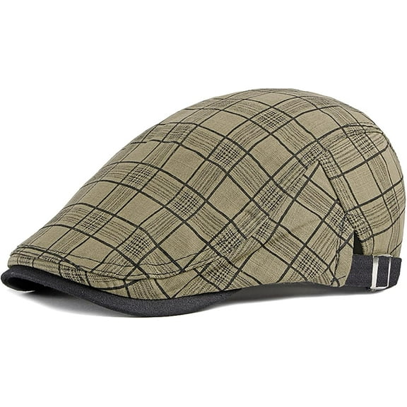 Plaid Newsboy Hats Retro Flat Cap Gatsby Cabbie Driving Hat for Mens Womens