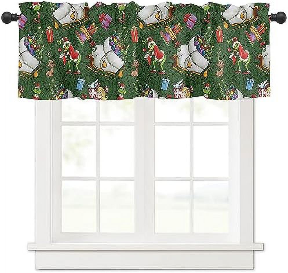 Plaid Nutcrackers Christmas Window Valance for Kitchen Living Room Pink
