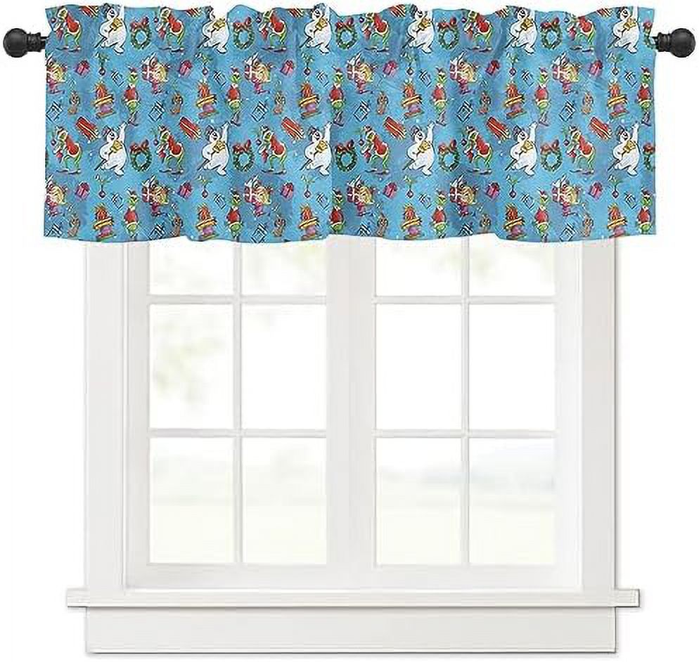 Plaid Nutcrackers Christmas Window Valance for Kitchen Living Room Pink