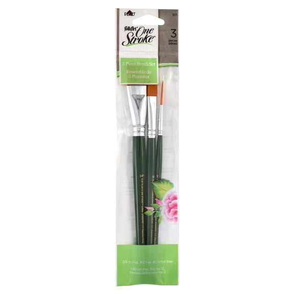 Plaid One Stroke Brush Set, Number 2 Script, Number 12 Flat, 3/4-inch Flat