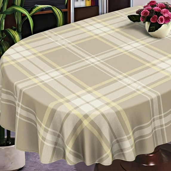 Plaid Oval Tablecloth Farmhouse 60"x102" Waterproof Table Cloth Washable Fabric Table Cover for Indoor/Outdoor Home Kitchen Dinner Decor