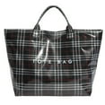 thumbnail image 1 of Plaid PVC Tote Bag for Women Letters Print Tote Bag Waterproof Plastic Handbag for Shopping Gift, Black, 1 of 7