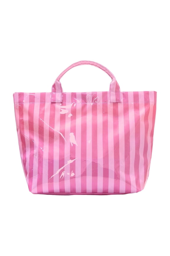 Plaid PVC Tote Bag for Women Print Striped Plastic Tote Bag Summer Hobo Handbag for Beach Shopping Gift