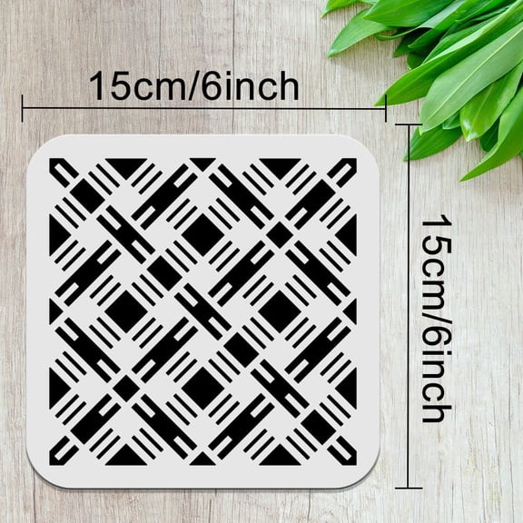 Plaid Painting Stencils Reusable Plaid Wall Stencils Plastic Art Craft Templates for Home Decor Painting Check Painting on Wood Wall Canvas Furniture Floor Fabric 5.9x5.9 inches/15x15cm