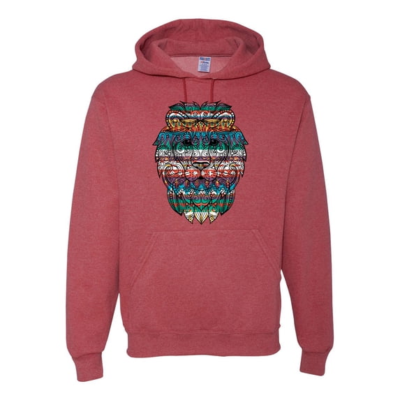 Plaid Paisley Retro Vintage African Lion Animal Lover Graphic Hoodie Sweatshirt, Vintage Heather Red, X-Large