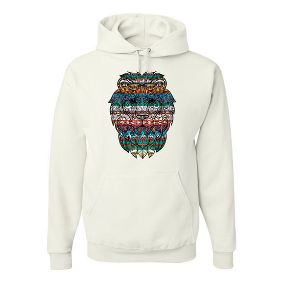 Plaid Paisley Retro Vintage African Lion Animal Lover Graphic Hoodie Sweatshirt, White, X-Large