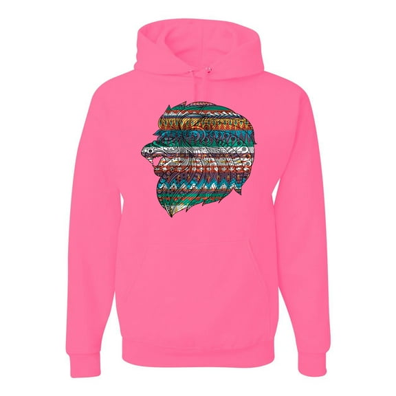 Plaid Paisley Retro Vintage Animal Animal Lover Graphic Hoodie Sweatshirt, Neon Pink, X-Large