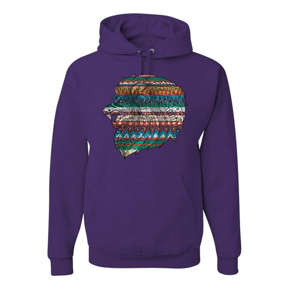 Plaid Paisley Retro Vintage Animal Animal Lover Graphic Hoodie Sweatshirt, Purple, Small