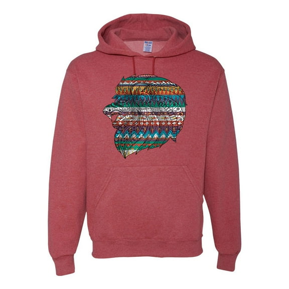 Plaid Paisley Retro Vintage Animal Animal Lover Graphic Hoodie Sweatshirt, Vintage Heather Red, Medium
