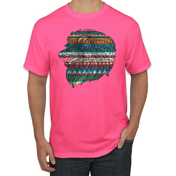 Plaid Paisley Retro Vintage Animal Animal Lover Graphic T-Shirt, Neon Pink, Large