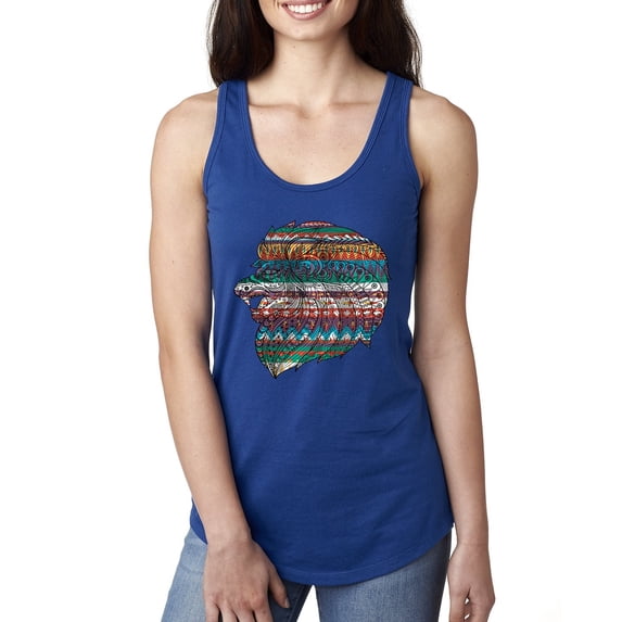Plaid Paisley Retro Vintage Animal Animal Lover Ladies Racerback Tank Top, Royal, Small