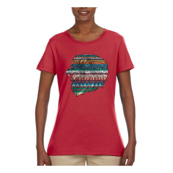 Plaid Paisley Retro Vintage Animal Animal Lover Womens Graphic T-Shirt, Red, Small