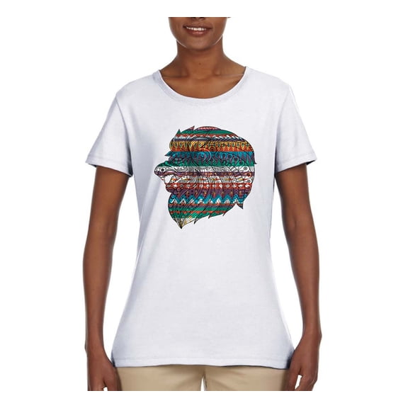 Plaid Paisley Retro Vintage Animal Animal Lover Womens Graphic T-Shirt, White, Medium