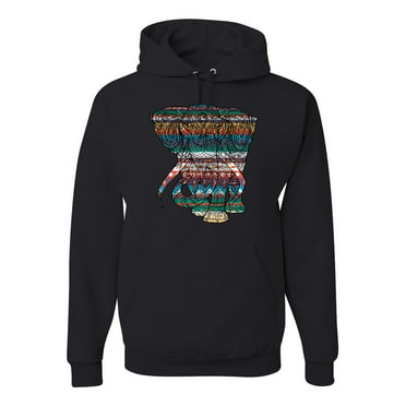 Plaid Paisley Retro Vintage Elephant Animal Lover Graphic Hoodie Sweatshirt, Black, Small