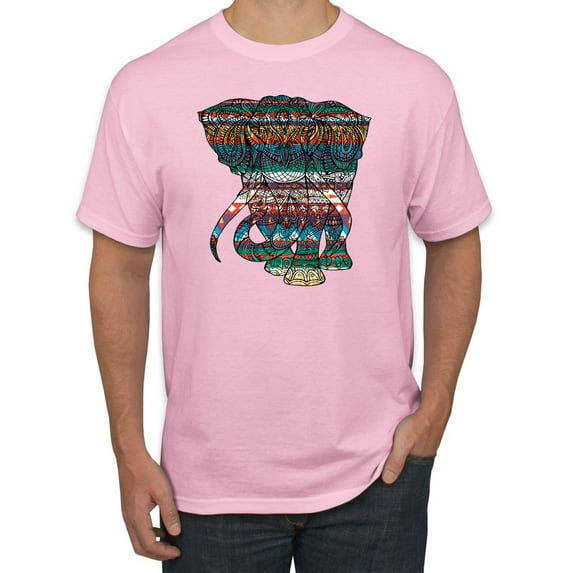 Plaid Paisley Retro Vintage Elephant Animal Lover Graphic T-Shirt, Light Pink, 4XL