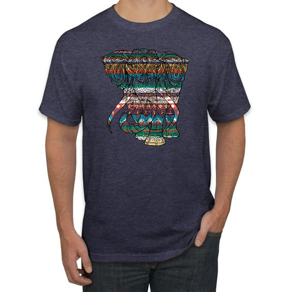 Plaid Paisley Retro Vintage Elephant Animal Lover Graphic T-Shirt, Vintage Heather Navy, 3XL
