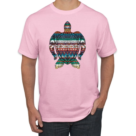 Plaid Paisley Retro Vintage Turtle Animal Lover Graphic T-Shirt, Light Pink, X-Large