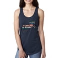 thumbnail image 1 of Plaid Paisley Retro Vintage Wild Horse Animal Lover Ladies Racerback Tank Top, Navy, X-Large, 1 of 1