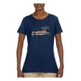 thumbnail image 1 of Plaid Paisley Retro Vintage Wild Horse Animal Lover Womens Graphic T-Shirt, Navy, Small, 1 of 4