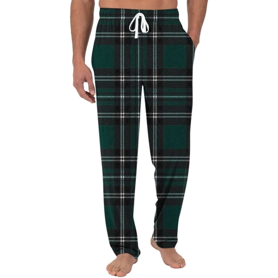 BUIGTTKLOP Plaid Pajamas Pants for Mens Drawstring High Waisted Lounge Pants Straight Wide Leg Sleep Bottoms