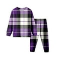 thumbnail image 1 of Plaid Pajamas for Girls and Boys Plaid Print Top and Bottoms Loungewear Set 2 Piece Soft Nightwear Winter Warm Pajamas Set 13-14 Years, 1 of 2